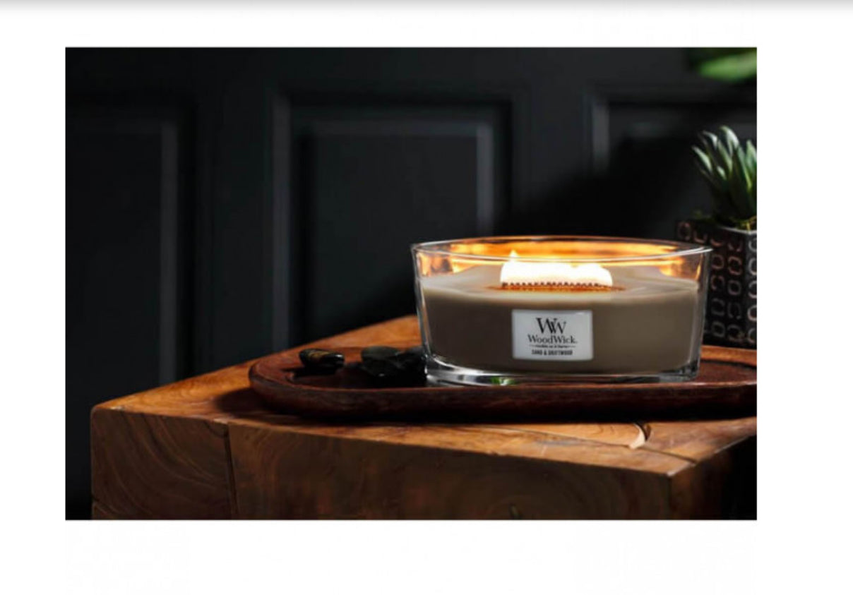 Velas chimenea Woodwick Arena y Madera flotante