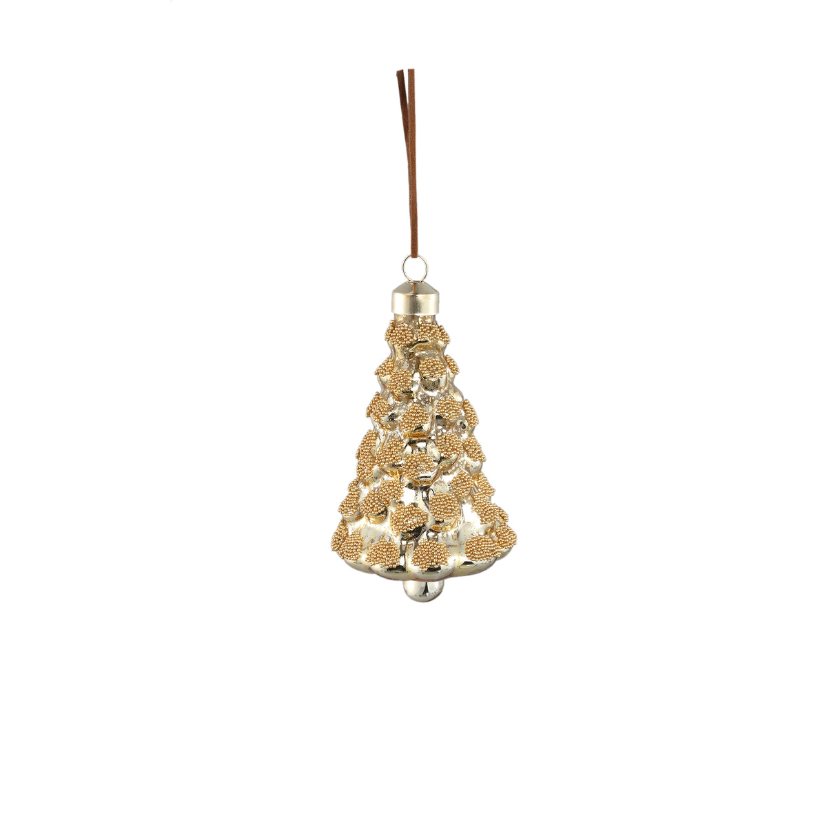 Árbol cristal cuentas doradas pequeño