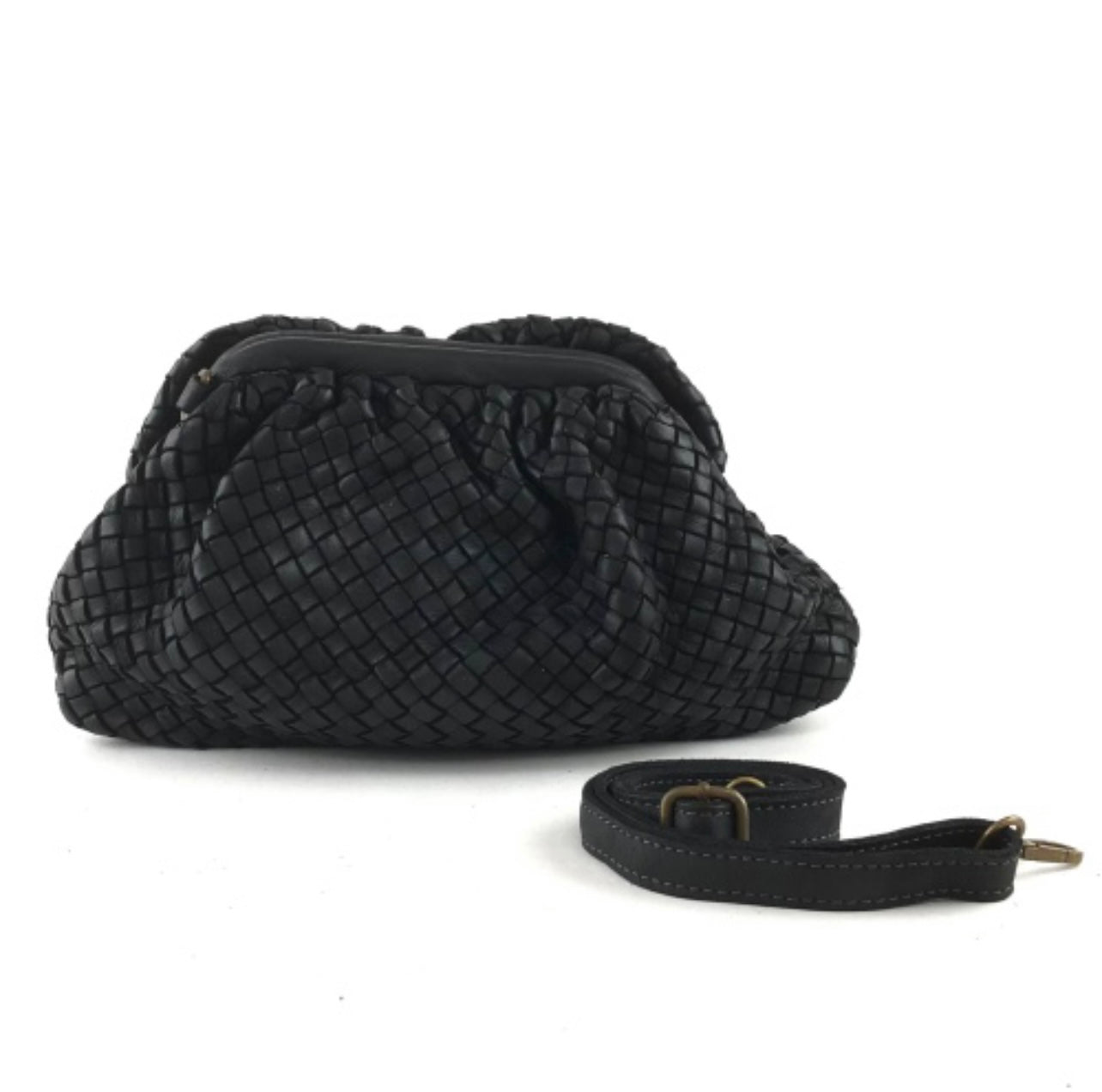 Bolso trenzado Vintage clutch Negro