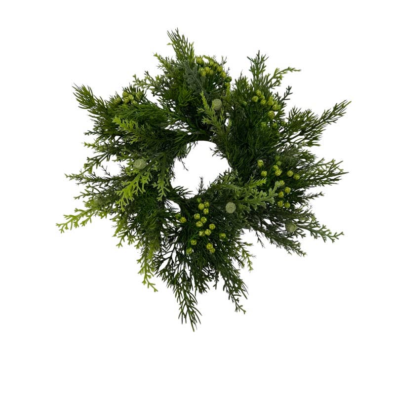 Corona de tuya con bayas, 30 cm, verde