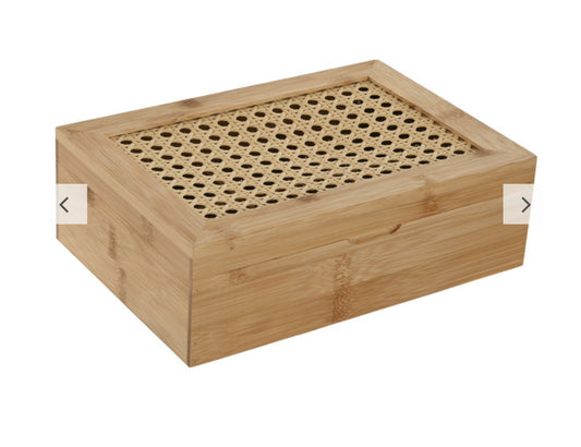 Caja bambú y ratán infusiones o joyero