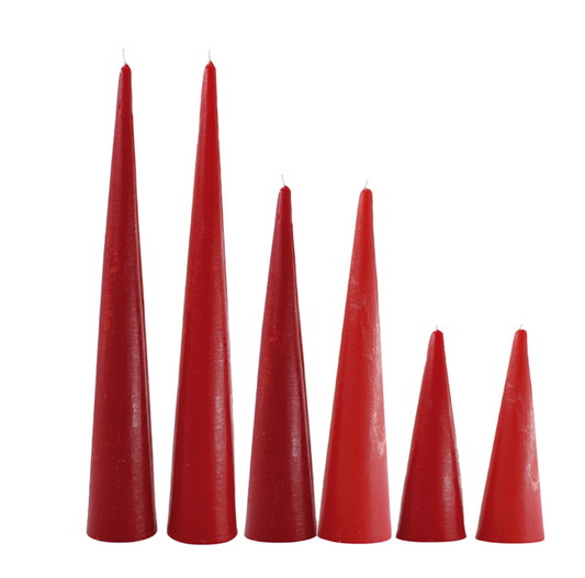 Set de 6 velas árboles cónicos rojos