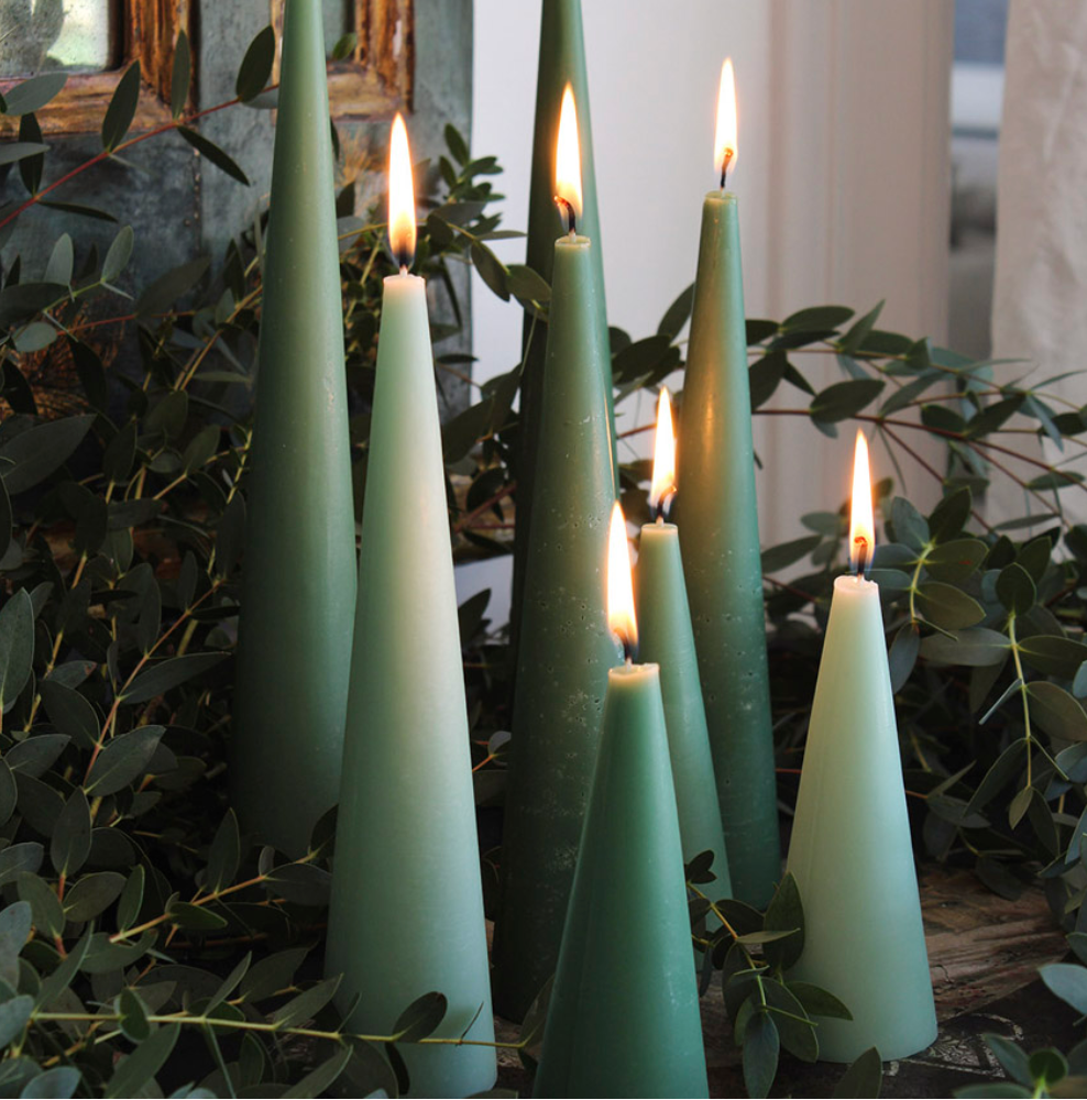 Set de 6 velas árboles cónicos Verdes