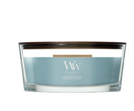 Velas chimenea Woodwick Cedarwood y Ocean Moss