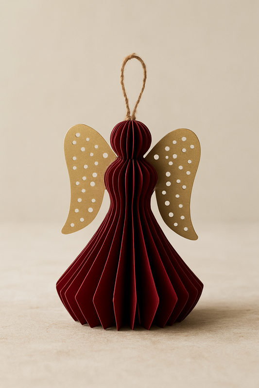 Ángel burdeos papel mache