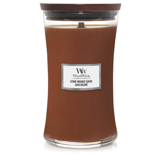 Velas chimenea Woodwick Cuero lavado