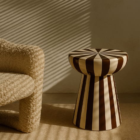 Mesita auxiliar rayada