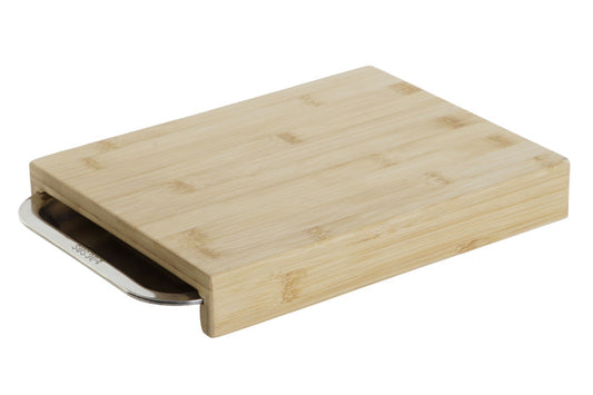 Tabla corta bambú con bandeja inoxidable