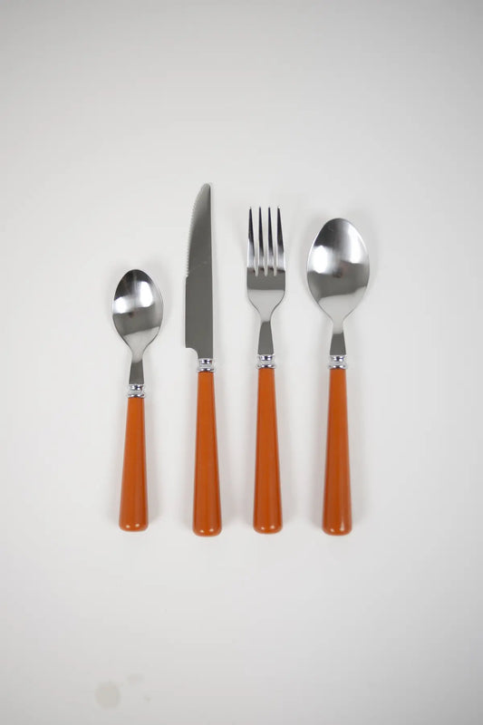 Cubertería set 24piezas naranjas