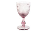 Set 5 copas cristal rosa grabado