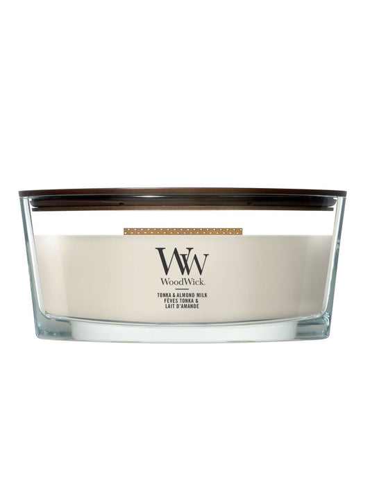 Velas chimenea Woodwick Tonka y Leche almendra